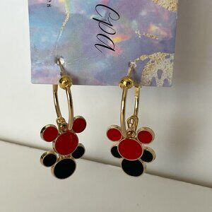 Black & Red Mickey Mouse shaped Earrings/Hoop style